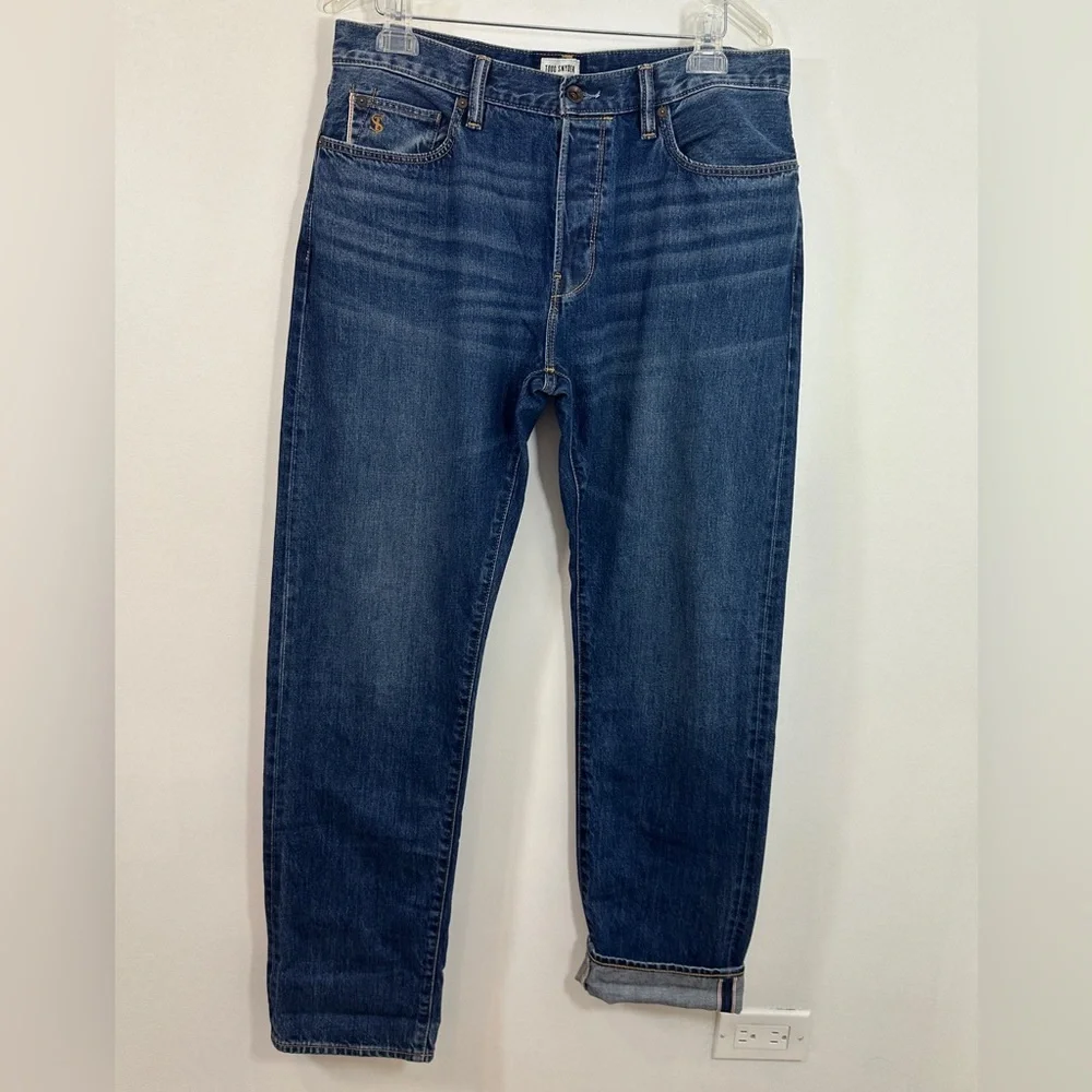 Todd Snyder Blue Straight Fit Jeans with Subtle Fading